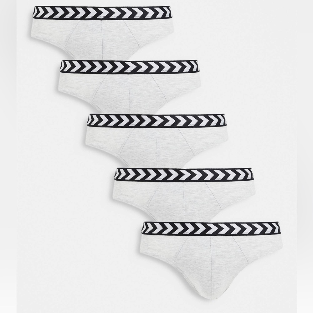 NWT 5-Pack Us Small/ Europe Medium Hummel Briefs with Chevron Waistband Grey